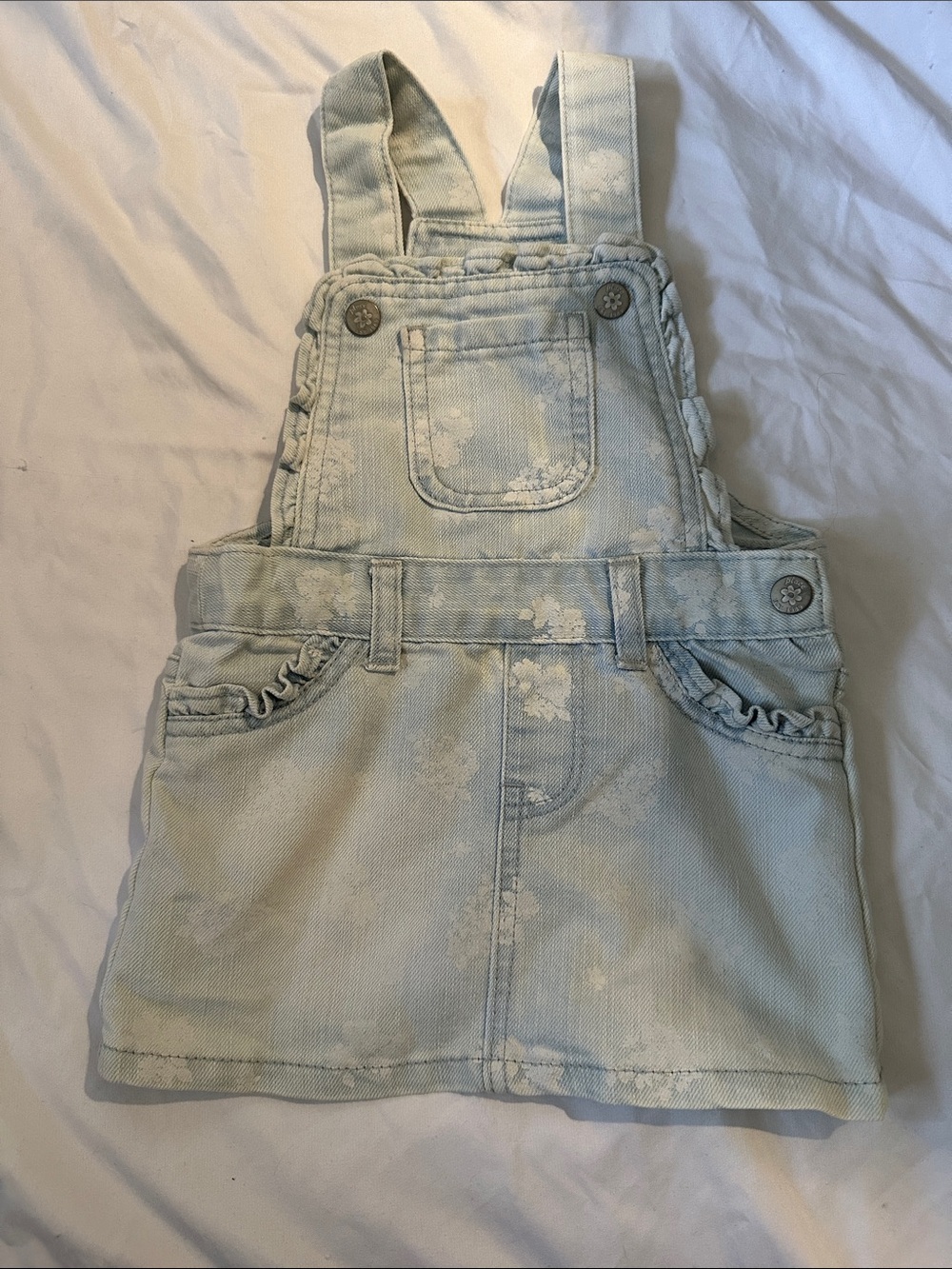 The Children's Place Pale Blue Washed Denim Overall Dress